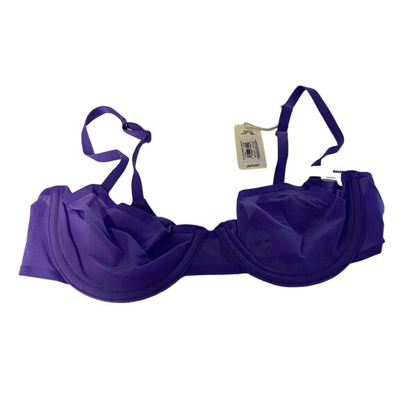 NWT Aerie Women's Smoothez Mesh Unlined Balconette Bra Purple Size 32D - Picture 1 of 8